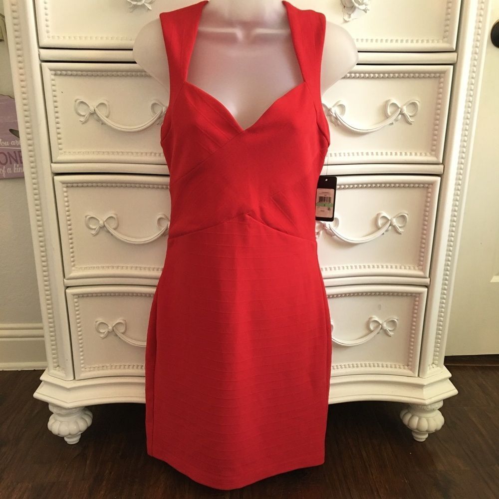 Guess Spandex Red Dress Size 8